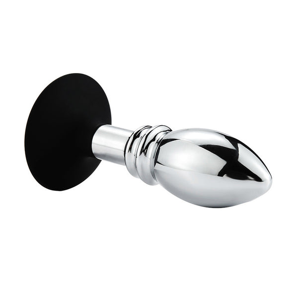 Bulb-Shaped Metal Butt Plug with Silicone Cup Base