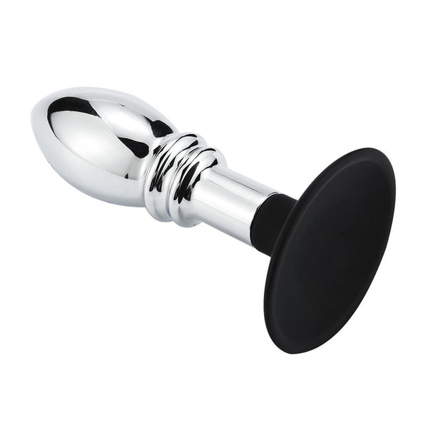 Bulb-Shaped Metal Butt Plug with Silicone Cup Base