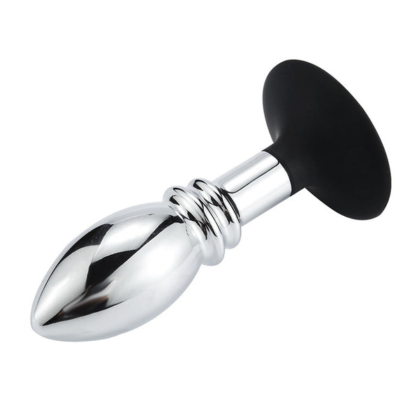 Bulb-Shaped Metal Butt Plug with Silicone Cup Base