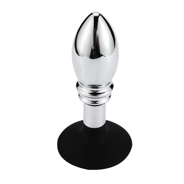 Bulb-Shaped Metal Butt Plug with Silicone Cup Base