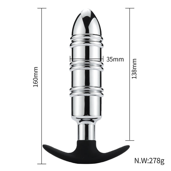 Rocket Metal Butt Plug with Silicone Anchor Base