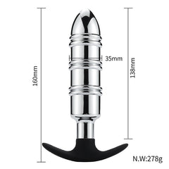 Rocket Metal Butt Plug with Silicone Anchor Base