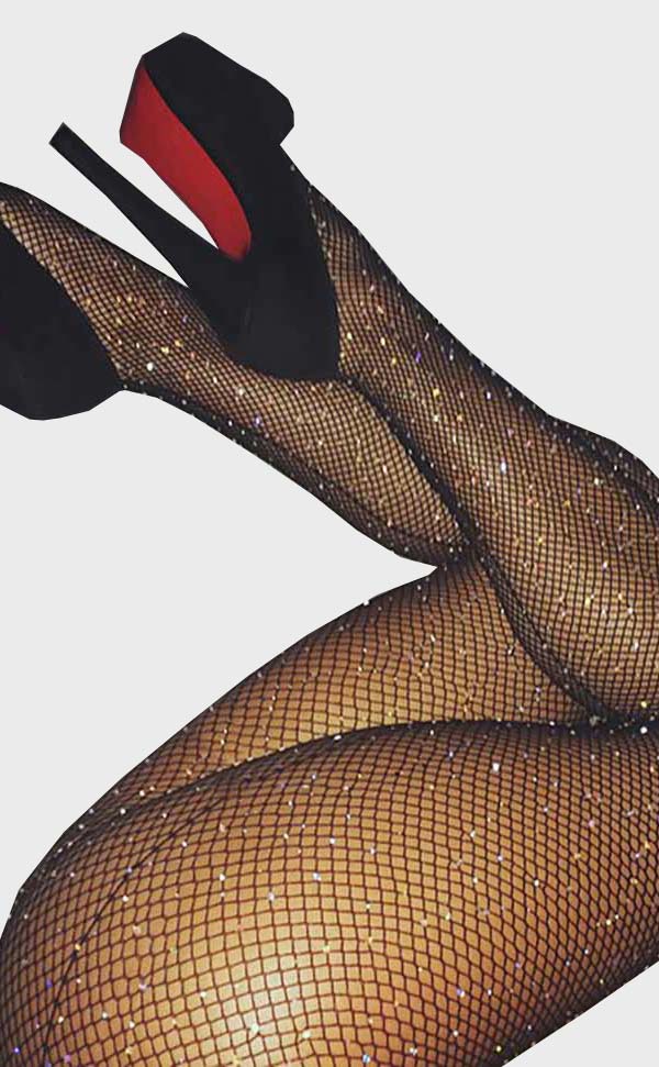 Back seam Rhinestone Fishnet Pantyhose