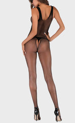 Rhinestone Crotchless Fishnet Bodystocking