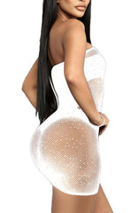 Rhinestone Tube Fishnet Dress