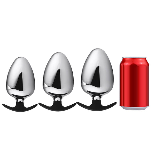 Plus Size Metal Butt Plug with Silicone Anchor Base