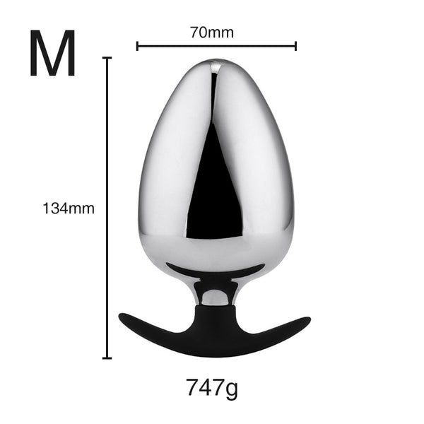 Plus Size Metal Butt Plug with Silicone Anchor Base