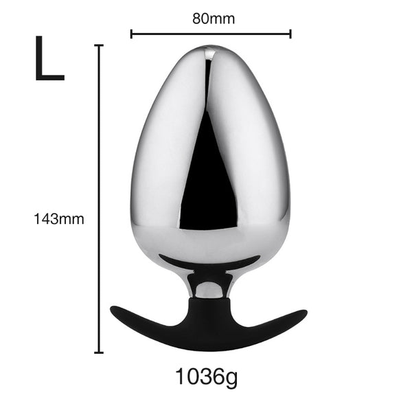 Plus Size Metal Butt Plug with Silicone Anchor Base