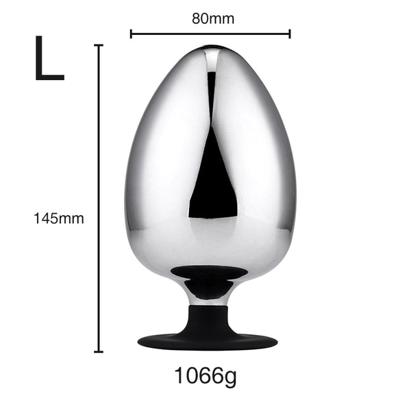 Extra Large Metal Butt Plug with Silicone Base