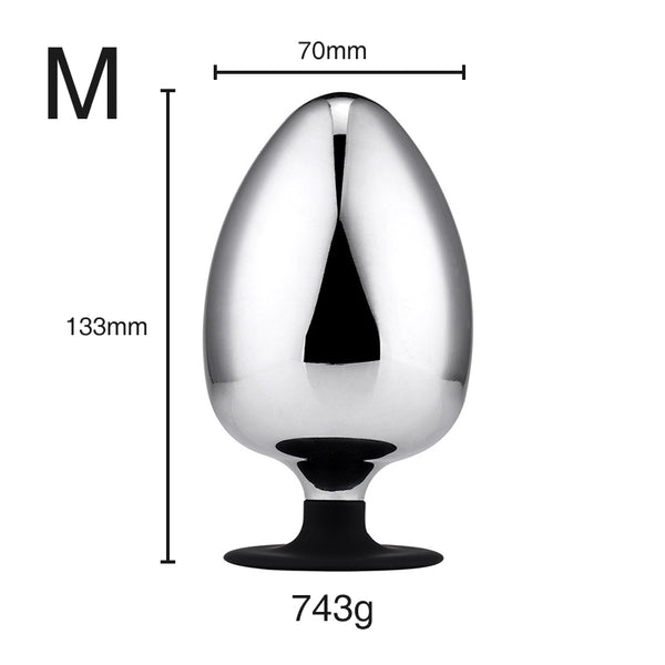 Extra Large Metal Butt Plug with Silicone Base