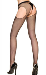 Cut-Out Net Suspender Pantyhose