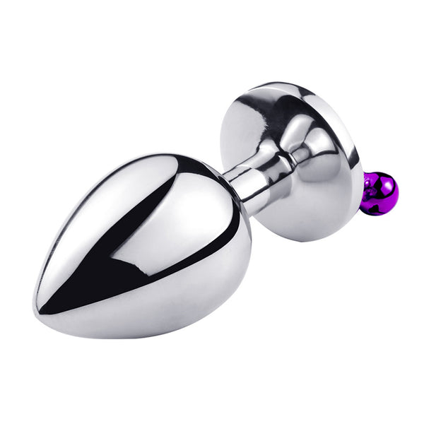 Random Jewel Color Metal Butt Plug with Bell