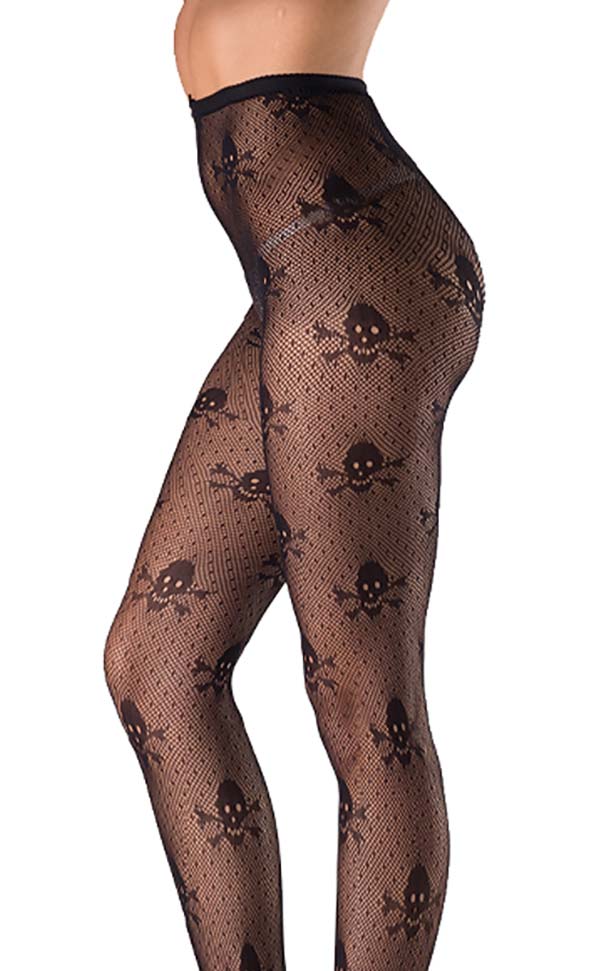 Fishnet and Skull Detailing Pantyhose