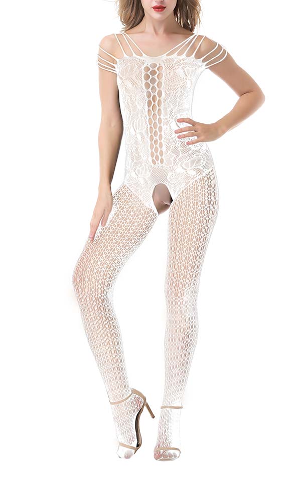 Open Crotch Fishnet and Lace Bodystocking