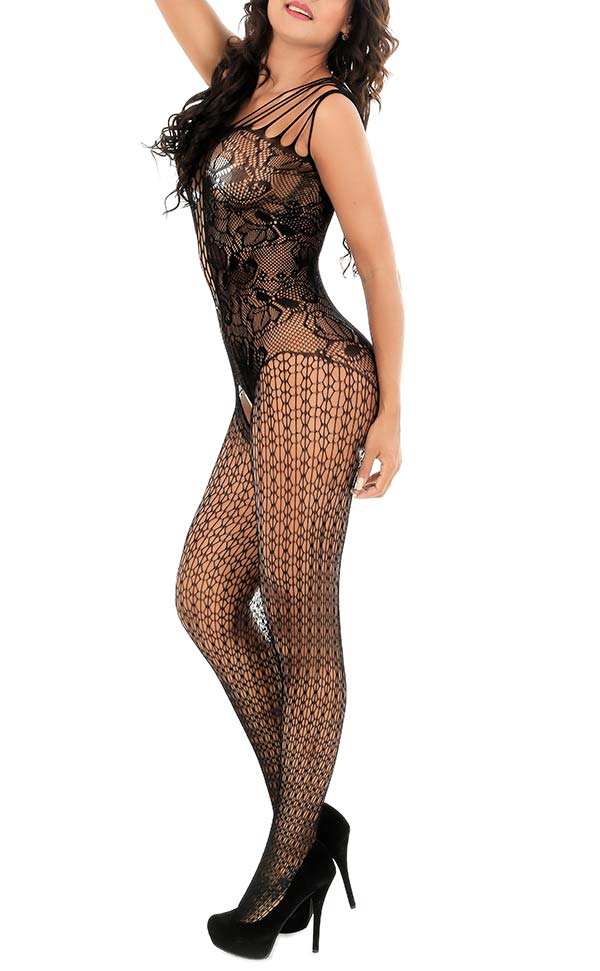 Open Crotch Fishnet and Lace Bodystocking