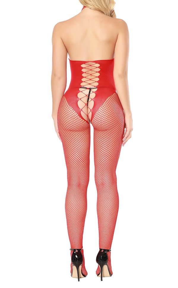 Halter Deep Neck Fishnet Bodystockings