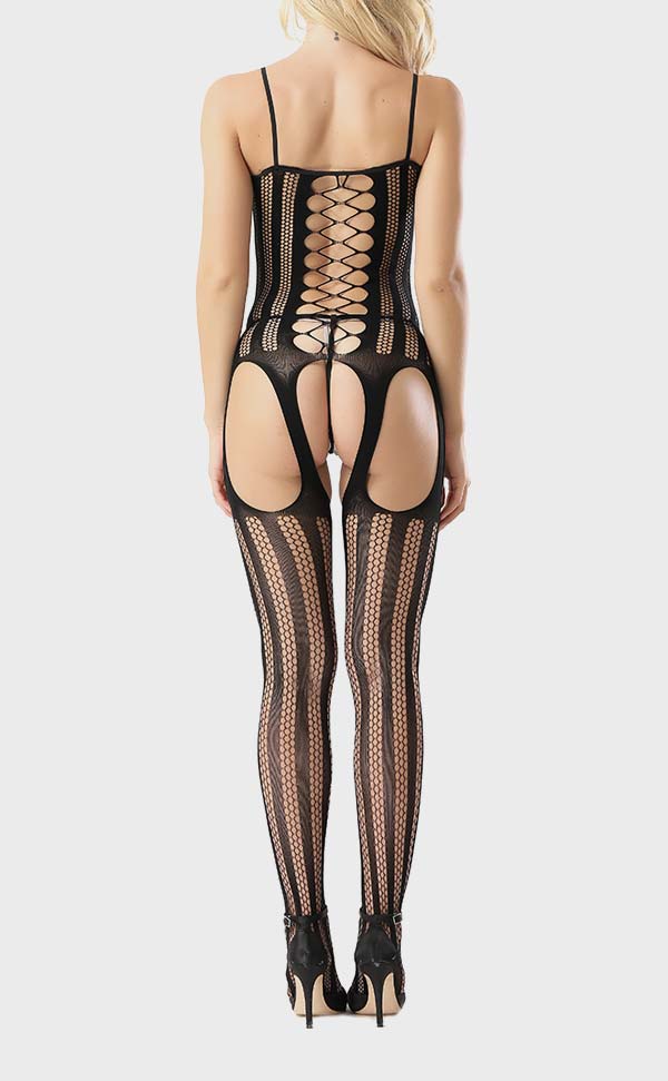 Striped Fishnet Bodystocking