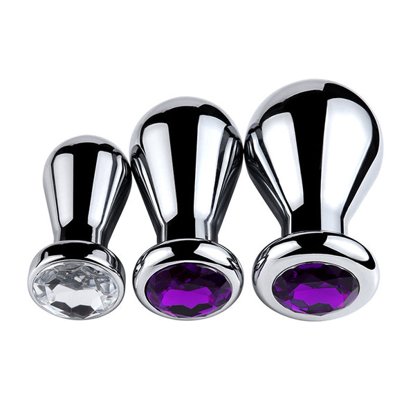 Extra Large Bulb-shaped Jeweled Metal Butt Plug