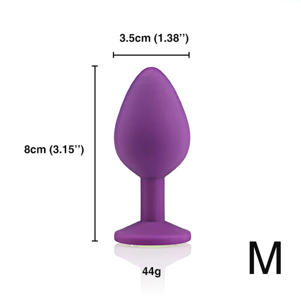 Medium Random Jeweled Color Silicone Butt Plug