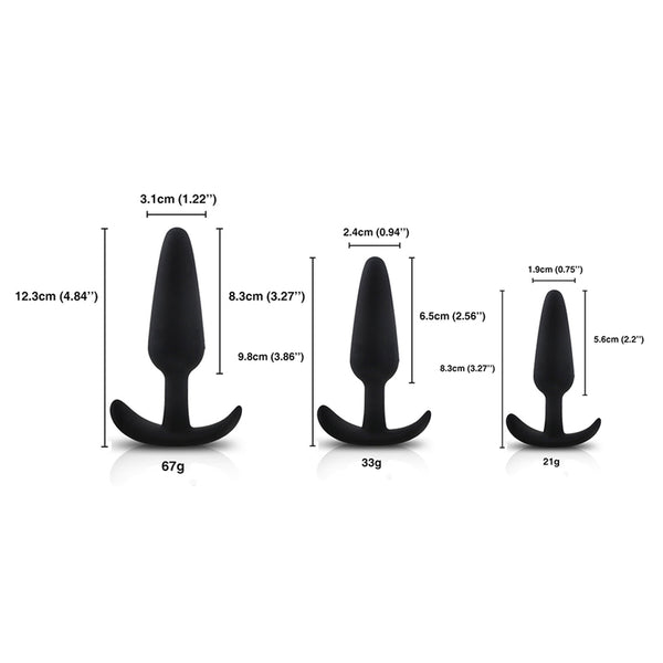 Silicone Traning Butt Plug, 3 Piece Set