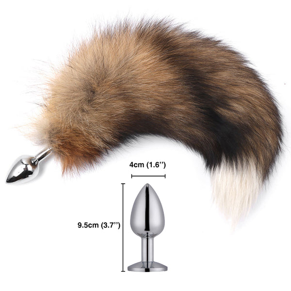 16'' Brown Fox Tail Butt Plug- Large