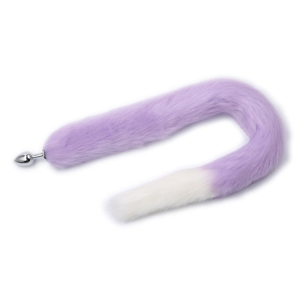 32" Light Purple with White Fox Tail Butt Plug