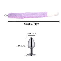 32" Light Purple with White Fox Tail Butt Plug