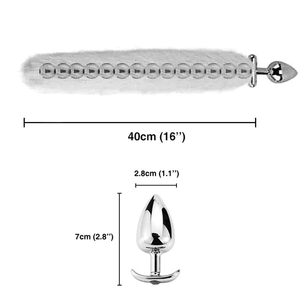 16” Screwed Black Fox Tail Metal Butt Plug