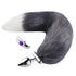 16” Screwed Grey with White Fox Tail Metal Butt Plug