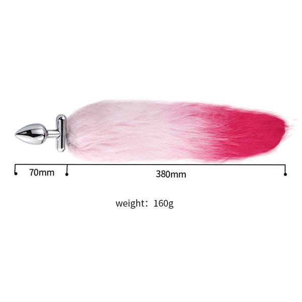 16” Pink with Red Fox Tail Butt Plug with Cat Ear