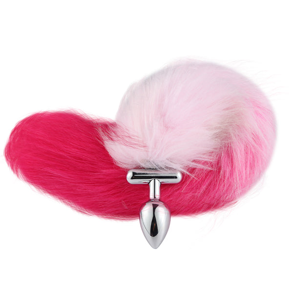 16” Pink with Red Fox Tail Butt Plug with Cat Ear