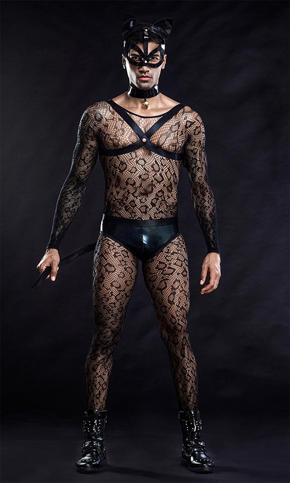 Cat Man Fishnet Bodystockings Set