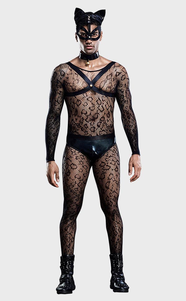 Cat Man Fishnet Bodystockings Set