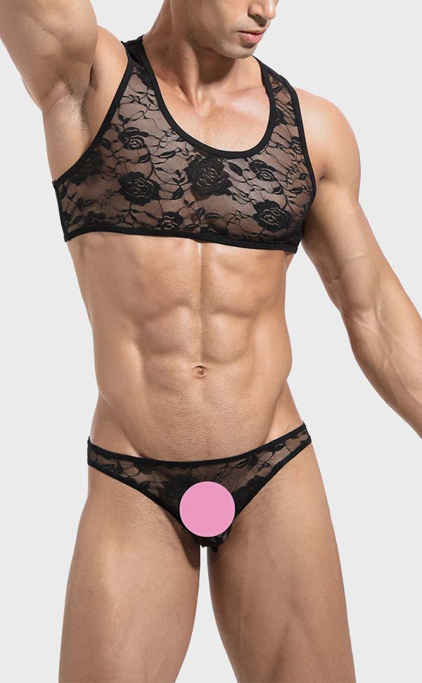 Men’s Jacquard Lace Lingerie Sets