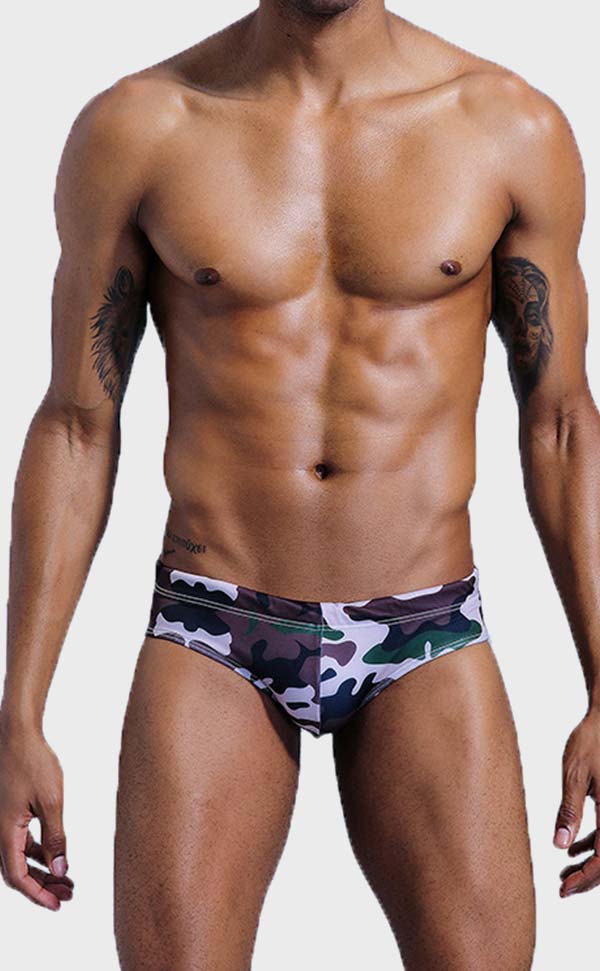 Camouflage Swim Briefs with Sponge Pad