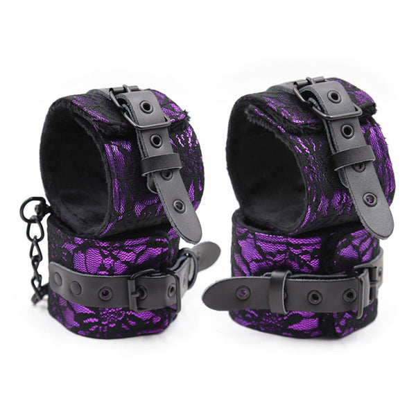 5Pcs Bondage Boutique Lace Restraint Kit- Purple