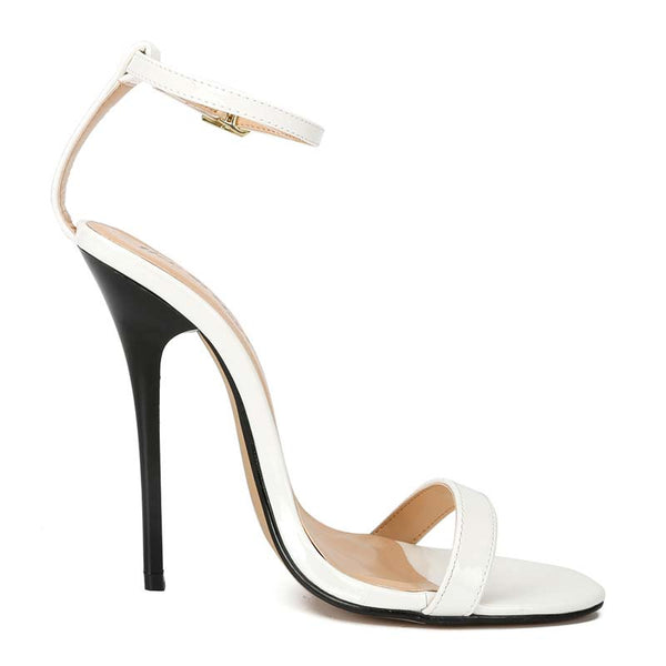 Patent-Leather Open Toe Ankle Strap Stilettos