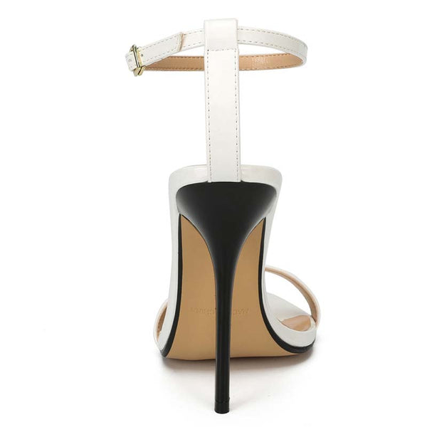 Patent-Leather Open Toe Ankle Strap Stilettos