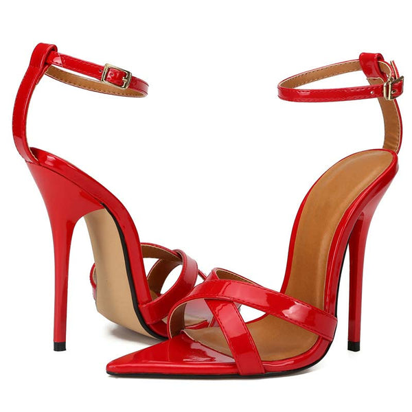 Open Toe Ankle Strap Stilettos