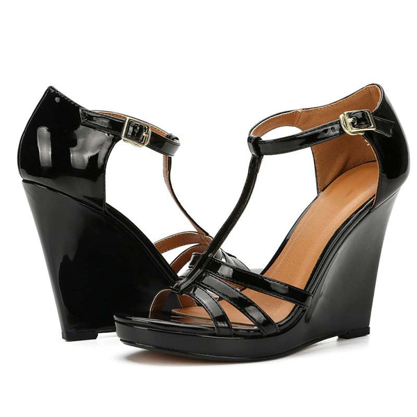 Open Toe Ankle Strap Wedge Sandals