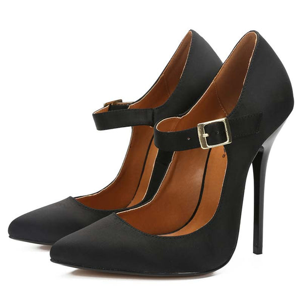 Matte Pointed-Toe Straps Pumps