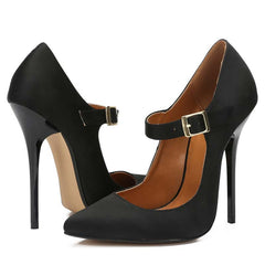 Matte Pointed-Toe Straps Pumps