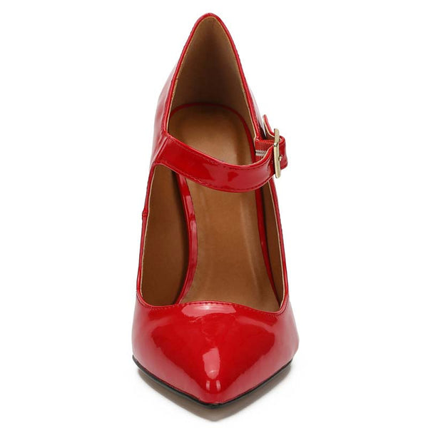 Patent-Leather Pointed-Toe Straps Pumps