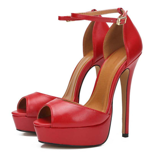 Peep Toe Matte Platform Stilettos