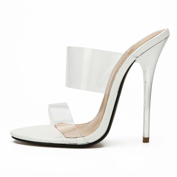 Clear Block Mule Heel Sandals