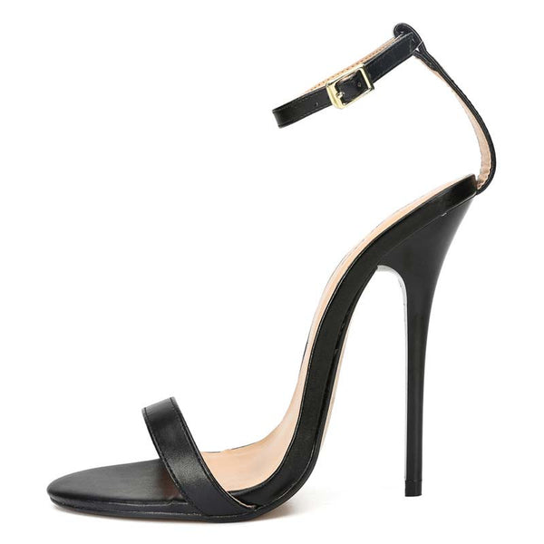 Matte Open Toe Ankle Strap Stilettos