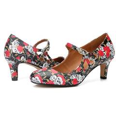 Skull Low Heel Maryjane Shoes