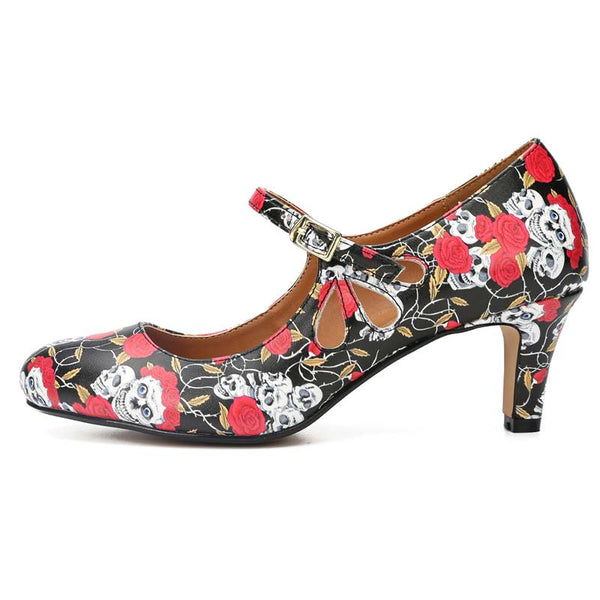 Skull Low Heel Maryjane Shoes