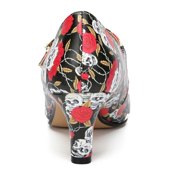 Skull Low Heel Maryjane Shoes