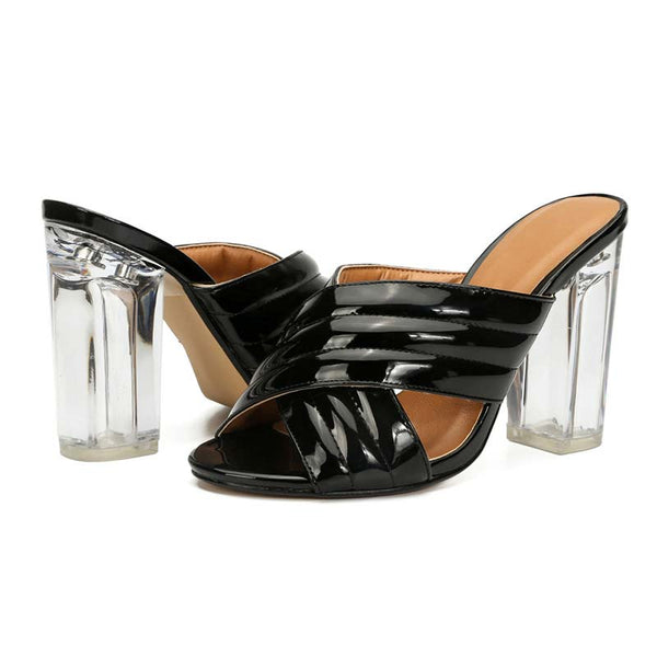 Chunky Clear Heel Mule Slides